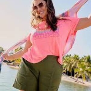 Lane Bryant The Softest Short Solid Olive Slub Pull-On Shorts Plus 26/28 NEW